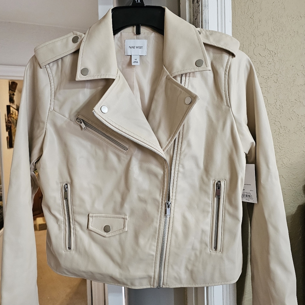 Nine West faux leather motorcycle jacket